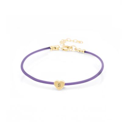 Ties of Heart Initial Bracelet - Purple Cord [18K Gold Plated]