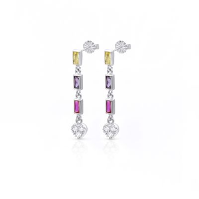 Dazzling Heart Birthstone Earrings [Sterling Silver]