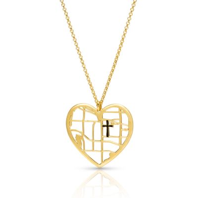 Crossed Ties of Heart Map Necklace [18K Gold Vermeil]