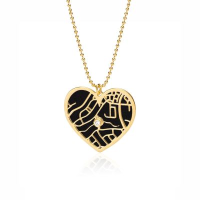 Heart Silhouette Map Necklace [18K Gold Plated]