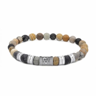 Herzensbindungen Diamant Namensarmband aus Picasso Jaspis [Sterlingsilber]