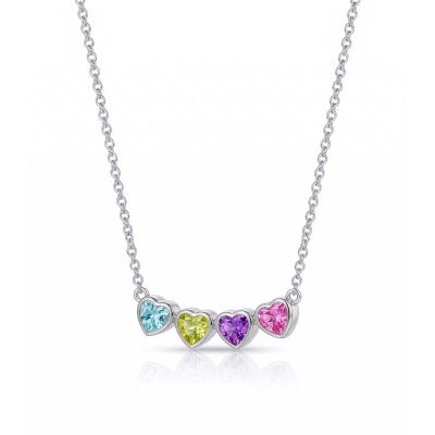 Talisa Hearts Signature Birthstone Necklace [Silver]