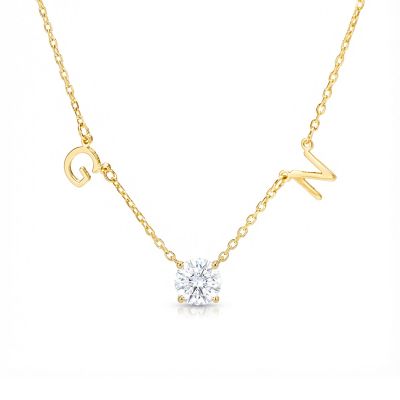 Helena Initials Necklace with 1 ct Diamond [14 Karat Gold]