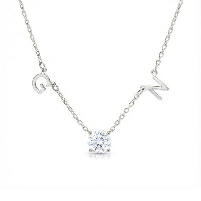 Helena Initials Necklace with 1 ct Diamond [Sterling Silver]