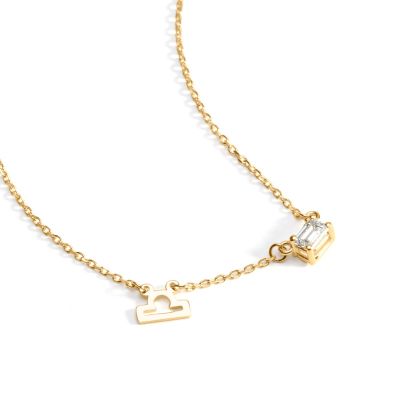 Helena Zodiac Necklace with 0.3 ct Diamond [14 Karat Gold]