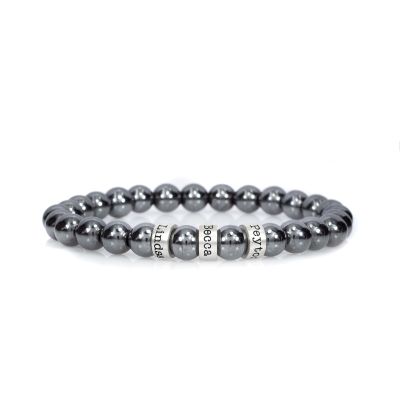 Bracelet Hématite avec Prénoms pour Homme