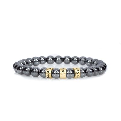 Bracciale da Donna con Nome in Ematite [Placcato Oro 18kt]