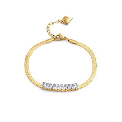 Crystal Harmony Herringbone Bracelet [Gold Plated]