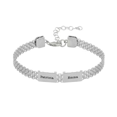 Pulsera de Cadena Milanesa con Nombre [Plata de Ley]