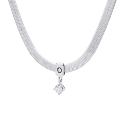 Talisa Herringbone Letter Necklace With 0.30 ct Diamond [Sterling Silver]