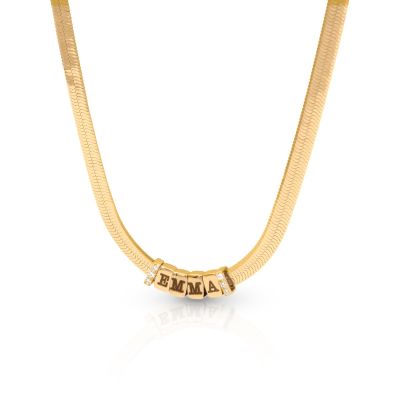 Herringbone Initial Necklace [18K Gold Plated]
