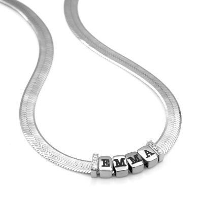Herringbone Initial Necklace [Sterling Silver]