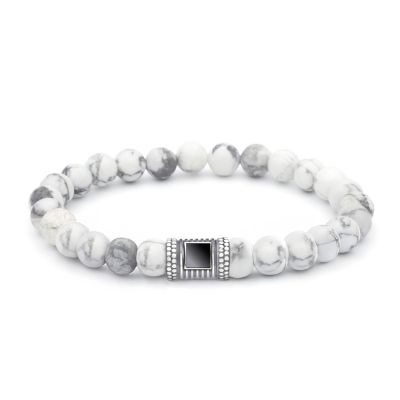 Armband aus Howlith Perlen für Damen mit Nano-Bibel [Sterlingsilber]