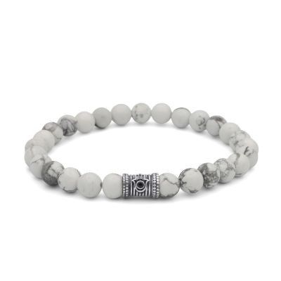 Bracelet Howlite avec Hamsa pour Homme