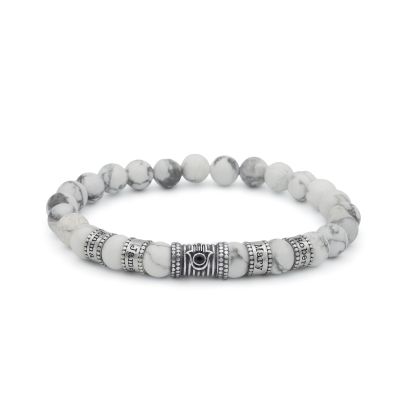 Bracelet Howlite Prénom avec Hamsa pour Homme