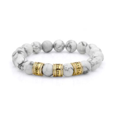 Howlite Women Name Bracelet with Crystals [18K Gold Plated]