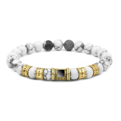 Bracelet Howlite Avec Nano Bible pour Femme [Vermeil 18ct]