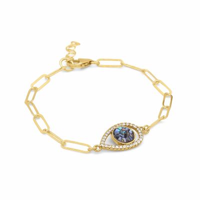 Paperclip Style Hypnos Evil Eye Bracelet [18K Gold Vermeil]
