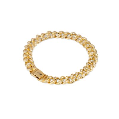 Diamond Cuban Link Chain Initials Bracelet - 18K Gold Vermeil