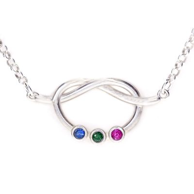 Collar Nudo de la Suerte de Piedras de Nacimiento [Plata de Ley]
