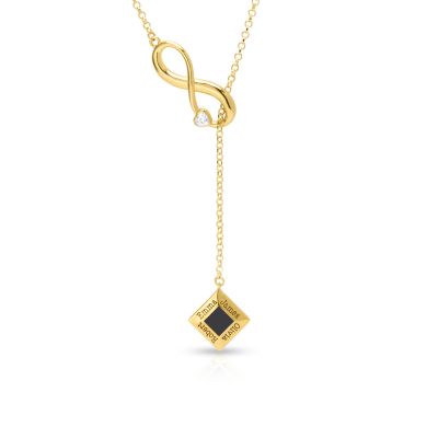 Lariat Infinity Diamond Necklace with Nano Bible [18K Gold Vermeil]