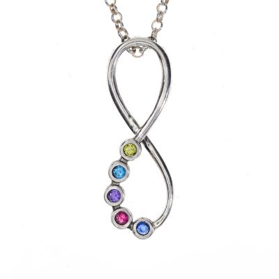 Unendlichkeit Kette mit Geburtssteinen [Sterlingsilber]