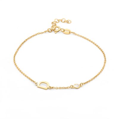 Helena Diamond Initial Bracelet [18K Gold Plated]