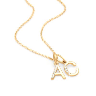 Talisa Initials Necklace with Crystals [18K Gold Plated]