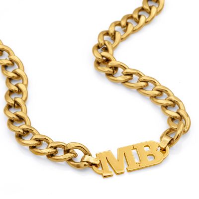 Edina Curb Chain Initials Necklace[18K Gold Plated]