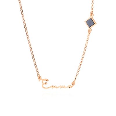 Italic Name Necklace with Nano Bible [18K Rose Gold Vermeil]