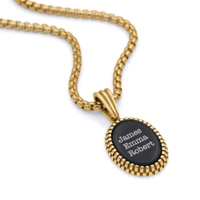 Jayden Onyx Herrenkette mit Gravur - 750er vergoldet