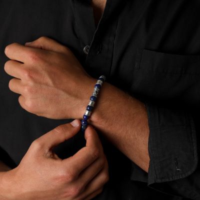 Lapis Lazuli Evil Eye Men Name Bracelet