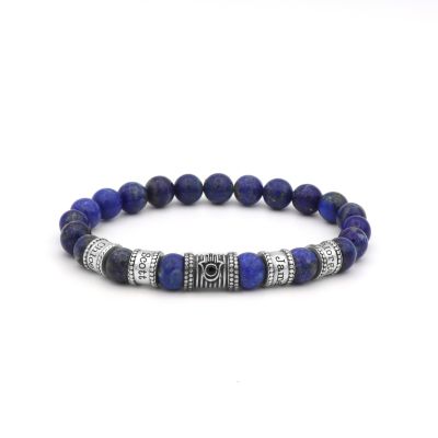 Hamsa Herrenarmband mit Gravur und Lapislazuli