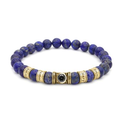 Lapis Lazuli Men Name Bracelet with 1 ct Diamond [18K Gold Vermeil]