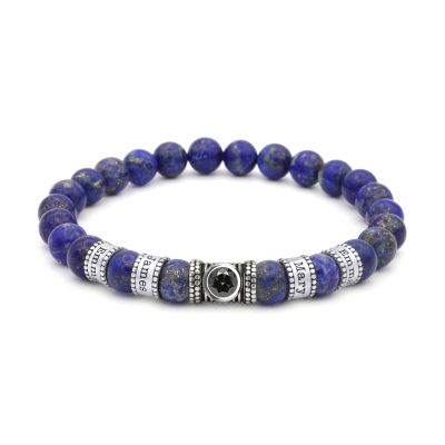 Lapis Lazuli Men Name Bracelet with 1 ct Diamond [Sterling Silver]