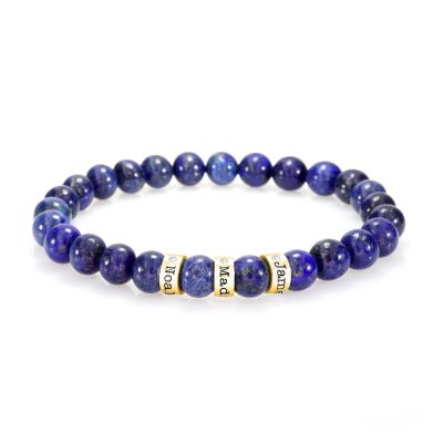 Lapis Lazuli Women Name Bracelet with Diamonds [18K Gold Vermeil]