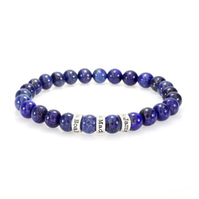 Namensarmband aus Lapislazuli mit Diamanten für Damen [Sterlingsilber]