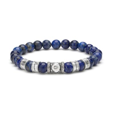 Lapis Lazuli Women Name Bracelet with 1 ct Diamond [Sterling Silver]
