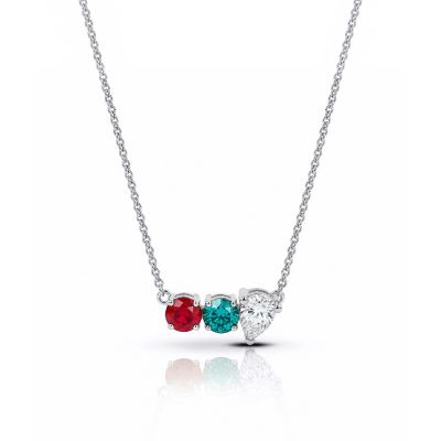 Talisa Stars Teardrop Birthstone Necklace with Diamond [Sterling Silver]