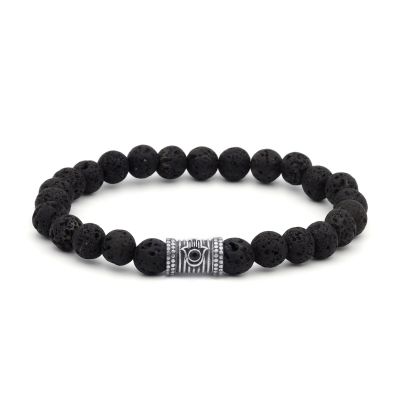 Lava Stone Hamsa Men Bracelet