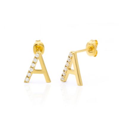 Talisa Initial Earrings with Diamonds [18K Gold Plated]