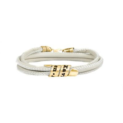 Bracciale da Donna con Nomi di Famiglia - Pelle Scamosciata Crema [Placcato Oro 18kt]