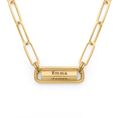 Collana con Catena a Maglie e Barrette Incise [Placcata Oro 18K]