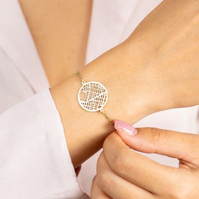 Memories Circle Map Bracelet [18K Gold Plated]