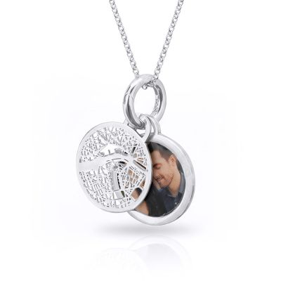 Talisa Map Necklace with Photo Pendant [Sterling Silver]