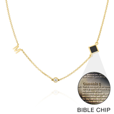 Maria Diamond Initial Necklace with Nano Bible [18K Gold Vermeil]