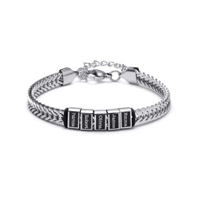 Bracelet Plat en Chaîne Tressée avec Prénoms