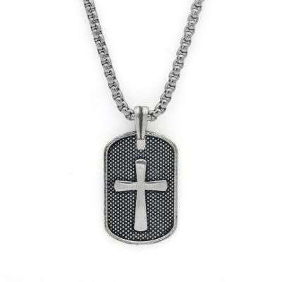 Collier Plaque Croix Gravée pour Homme [Argent 925] 