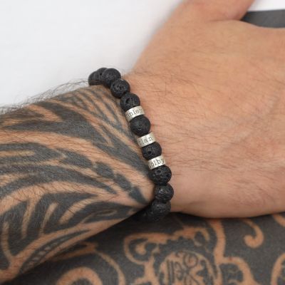 Lava Stone Men Name Bracelet
