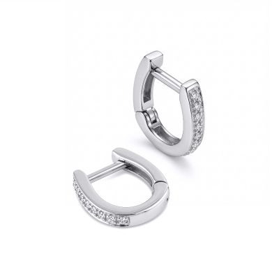 Mini Pave Hoop Crystal Earrings [Sterling Silver]